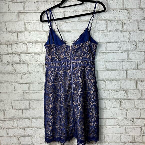 StyleStalker Dress Blue Lace Mini Party Cocktail Sleeveless Floral V Neck Navy S - Picture 3 of 12